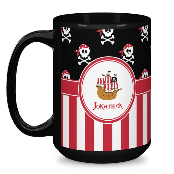 Pirate & Stripes Coffee Mug - 15 oz - Black