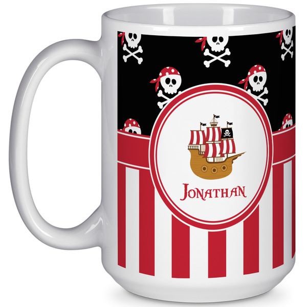 Custom Pirate & Stripes 15 Oz Coffee Mug - White (Personalized)