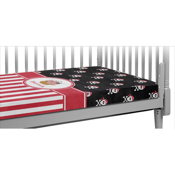 Custom Pirate & Stripes Crib Fitted Sheet w/ Name or Text