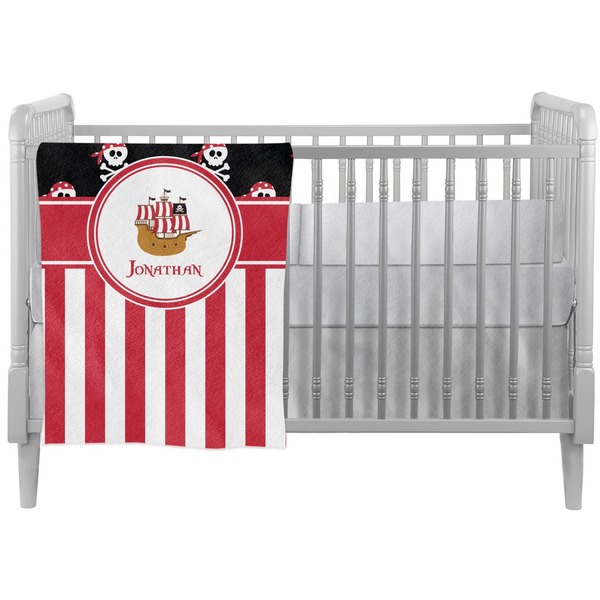 Custom Pirate & Stripes Crib Comforter / Quilt (Personalized)