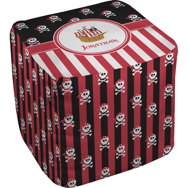 Custom Pirate & Stripes Cube Pouf Ottoman (Personalized)