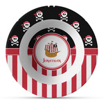 Pirate & Stripes Plastic Bowl - Microwave Safe - Composite Polymer (Personalized)
