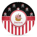 Pirate & Stripes Microwave Safe Plastic Plate - Composite Polymer (Personalized)