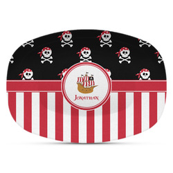 Pirate & Stripes Plastic Platter - Microwave & Oven Safe Composite Polymer (Personalized)