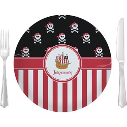 Pirate & Stripes 10" Glass Lunch / Dinner Plates - Single or Set (Personalized)