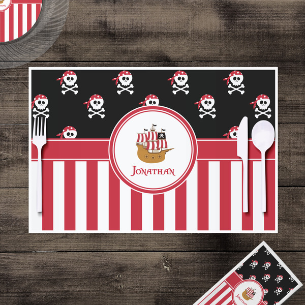 Pirate & Stripes Disposable Paper Placemat - In Context
