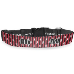 Pirate & Stripes Deluxe Dog Collar - Large (13" to 21") (Personalized)