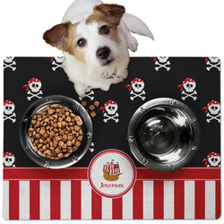 Pirate & Stripes Dog Food Mat - Medium w/ Name or Text