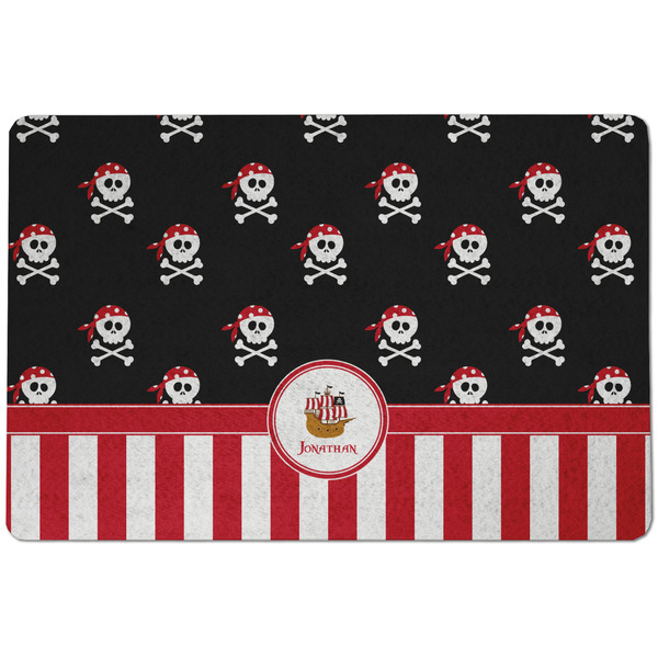 Custom Pirate & Stripes Dog Food Mat w/ Name or Text