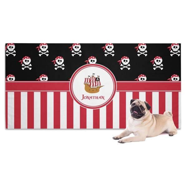 Custom Pirate & Stripes Dog Towel (Personalized)