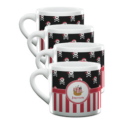 Pirate & Stripes Double Shot Espresso Cups - Set of 4 (Personalized)