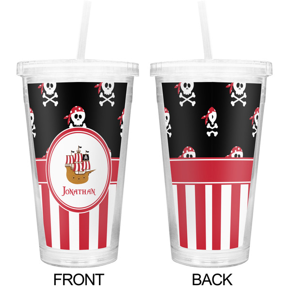 Pirate & Stripes Double Wall Tumbler with Straw - Approval
