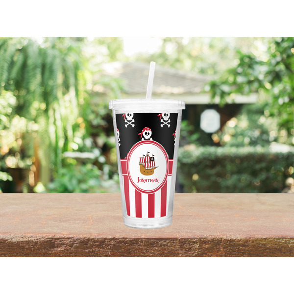 Pirate & Stripes Double Wall Tumbler with Straw Lifestyle
