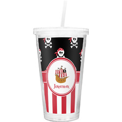 Pirate & Stripes Double Wall Tumbler with Straw (Personalized)