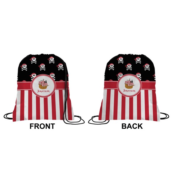 Pirate & Stripes Drawstring Backpack Front & Back Small