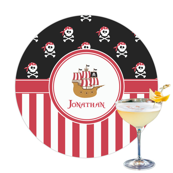 Custom Pirate & Stripes Printed Drink Topper - 3.25" (Personalized)