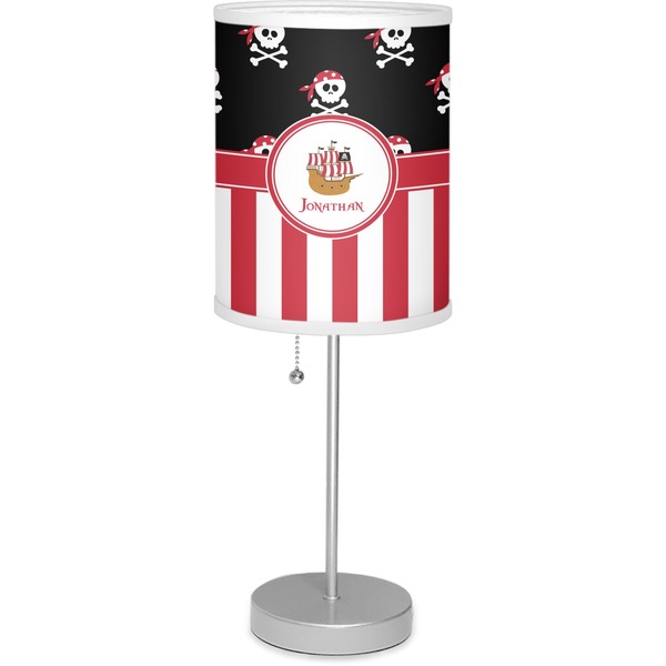 Custom Pirate & Stripes 7" Drum Lamp with Shade Linen (Personalized)