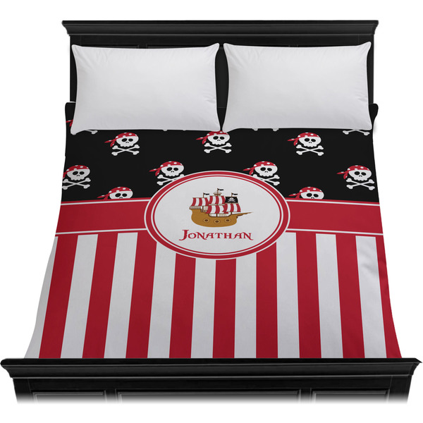 Pirate & Stripes Duvet Cover - Queen - On Bed - No Prop