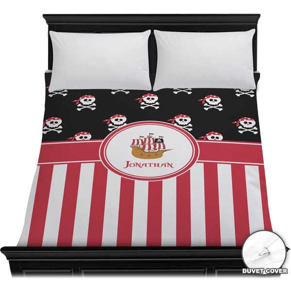 Custom Pirate & Stripes Duvet Cover - Full / Queen (Personalized)
