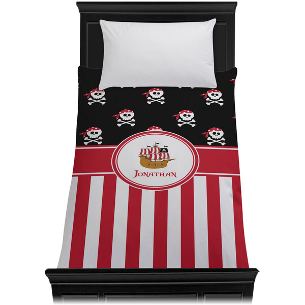 Pirate & Stripes Duvet Cover - Twin XL - On Bed - No Prop