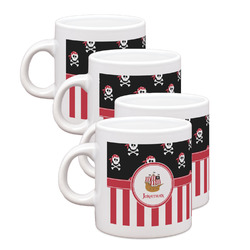 Pirate & Stripes Single Shot Espresso Cups - Set of 4 (Personalized)