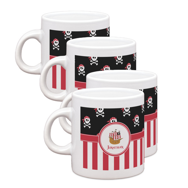 Custom Pirate & Stripes Single Shot Espresso Cups - Set of 4 (Personalized)