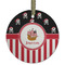 Pirate & Stripes Frosted Glass Ornament - Round