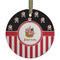 Pirate & Stripes Flat Glass Ornament - Round w/ Name or Text
