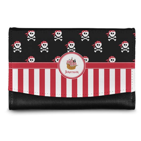Custom Pirate & Stripes Genuine Leather Women's Wallet - Small (Personalized)