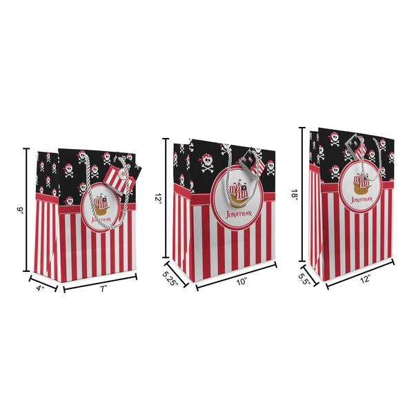 Pirate & Stripes Gift Bags - All Sizes - Dimensions