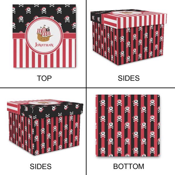 Pirate & Stripes Gift Boxes with Lid - Canvas Wrapped - Large - Approval