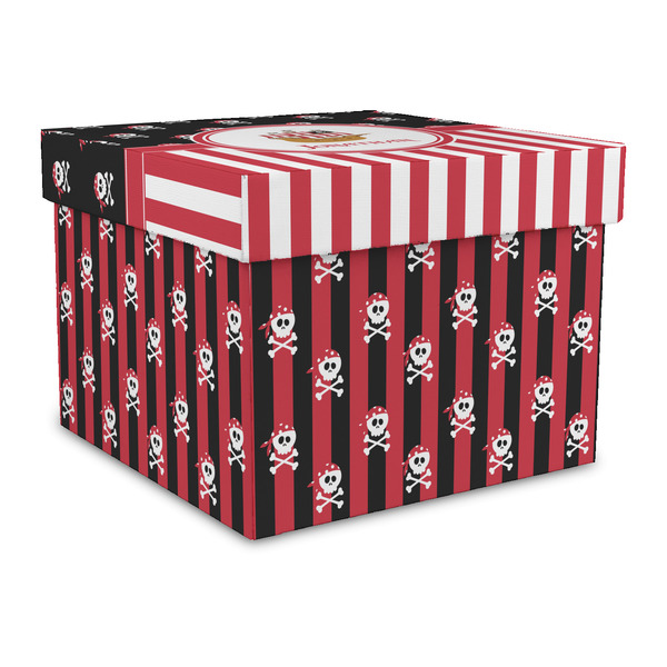 Custom Pirate & Stripes Gift Box with Lid - Canvas Wrapped - Large (Personalized)