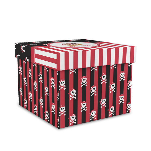 Custom Pirate & Stripes Gift Box with Lid - Canvas Wrapped - Medium (Personalized)