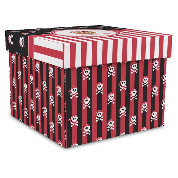 Custom Pirate & Stripes Gift Box with Lid - Canvas Wrapped - X-Large (Personalized)
