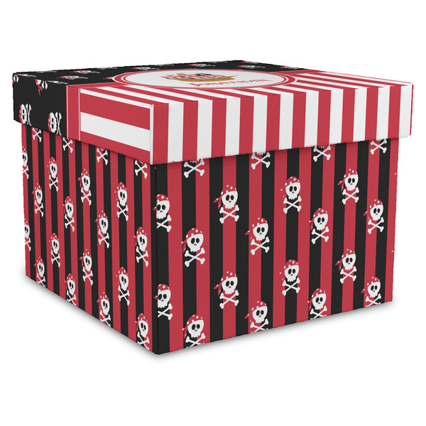 Custom Pirate & Stripes Gift Box with Lid - Canvas Wrapped - XX-Large (Personalized)