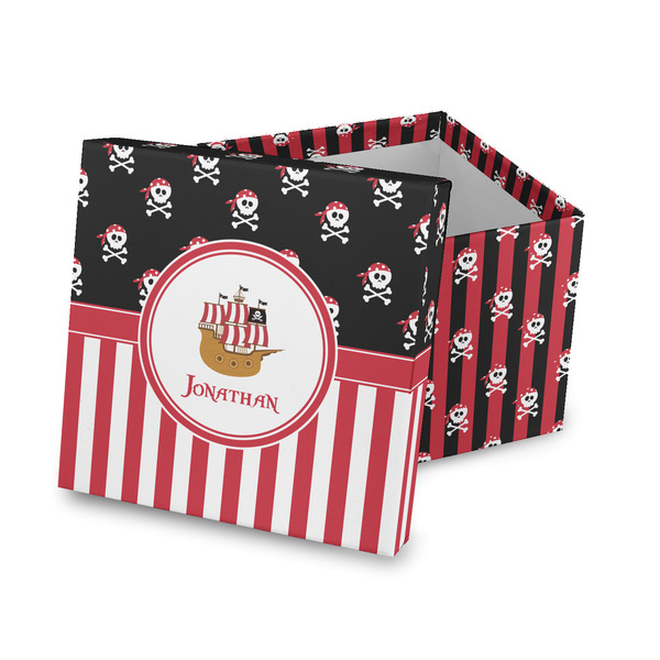 Custom Pirate & Stripes Gift Box with Lid - Canvas Wrapped (Personalized)