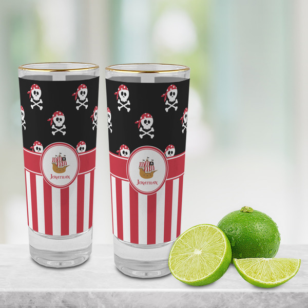 Pirate & Stripes Glass Shot Glass - 2 oz - LIFESTYLE