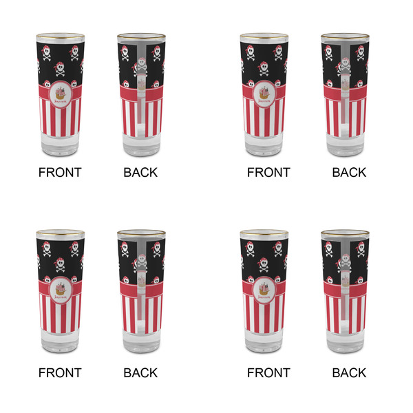 Pirate & Stripes Glass Shot Glass - 2 oz - Set of 4 - APPROVAL