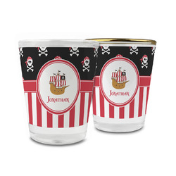 Pirate & Stripes Glass Shot Glass - 1.5 oz (Personalized)
