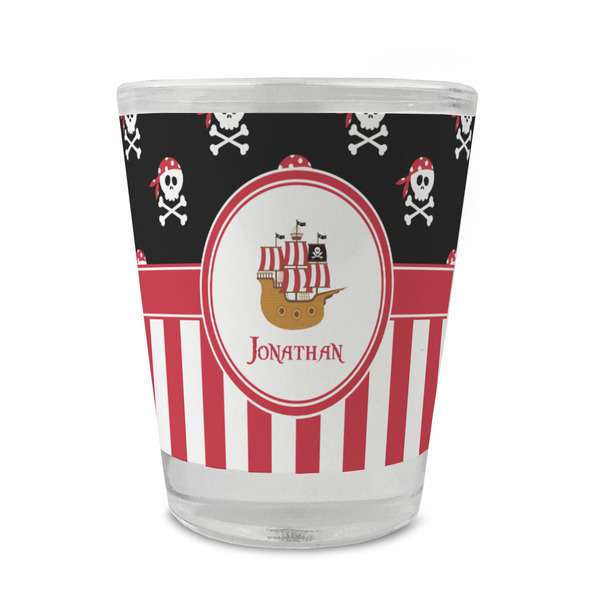 Custom Pirate & Stripes Glass Shot Glass - 1.5 oz - Set of 4 (Personalized)