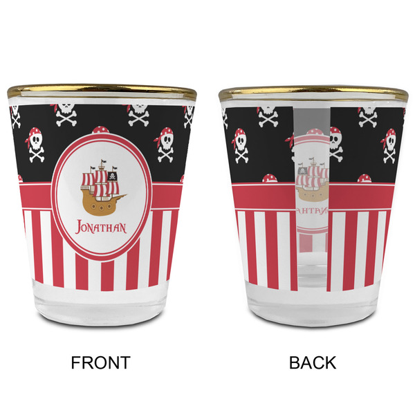 Pirate & Stripes Glass Shot Glass - with gold rim - APPROVAL
