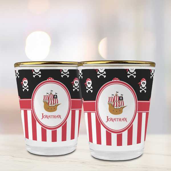 Pirate & Stripes Glass Shot Glass - with gold rim - LIFESTYLE