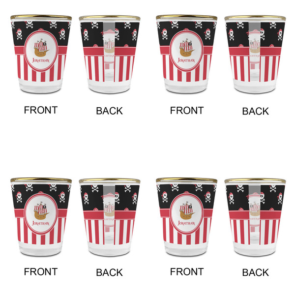 Pirate & Stripes Glass Shot Glass - with gold rim - Set of 4 - APPROVAL