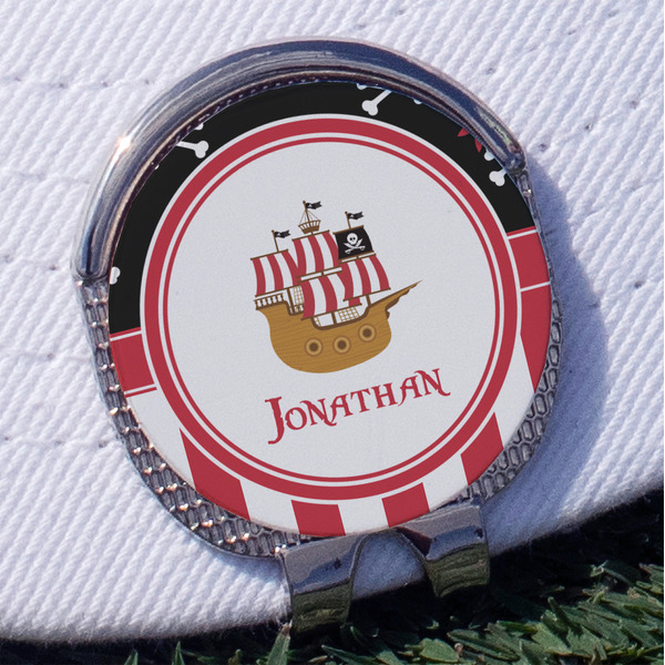 Custom Pirate & Stripes Golf Ball Marker - Hat Clip