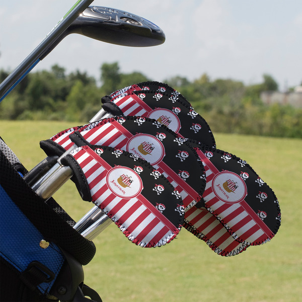 Custom Pirate & Stripes Golf Club Iron Cover - Set of 9 (Personalized)