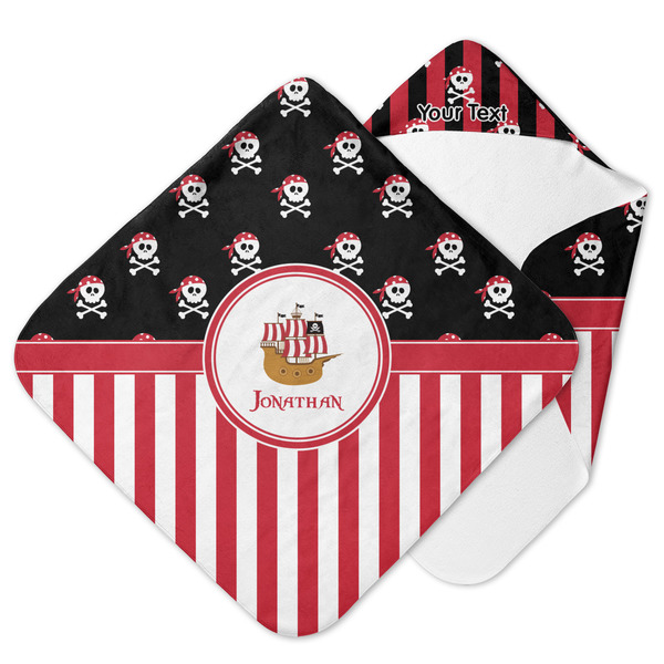 Custom Pirate & Stripes Hooded Baby Towel (Personalized)