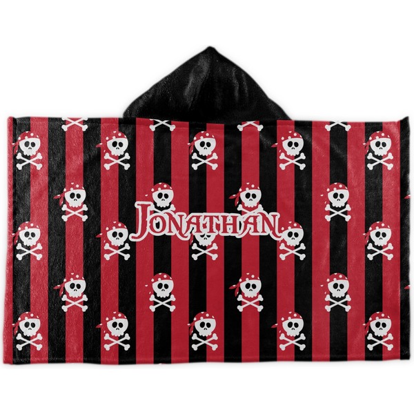 Custom Pirate & Stripes Kids Hooded Towel (Personalized)
