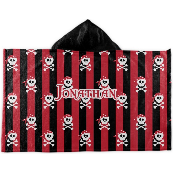 Custom Pirate & Stripes Kids Hooded Towel (Personalized)