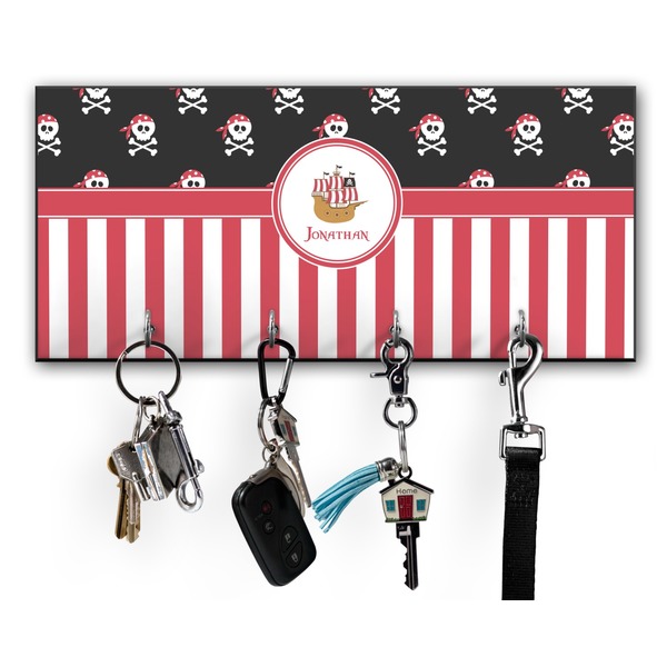 Custom Pirate & Stripes Key Hanger w/ 4 Hooks w/ Graphics and Text