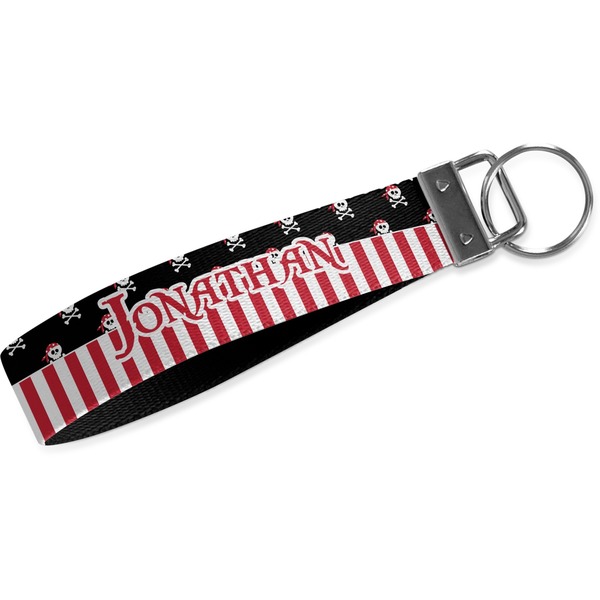 Custom Pirate & Stripes Wristlet Webbing Keychain Fob (Personalized)